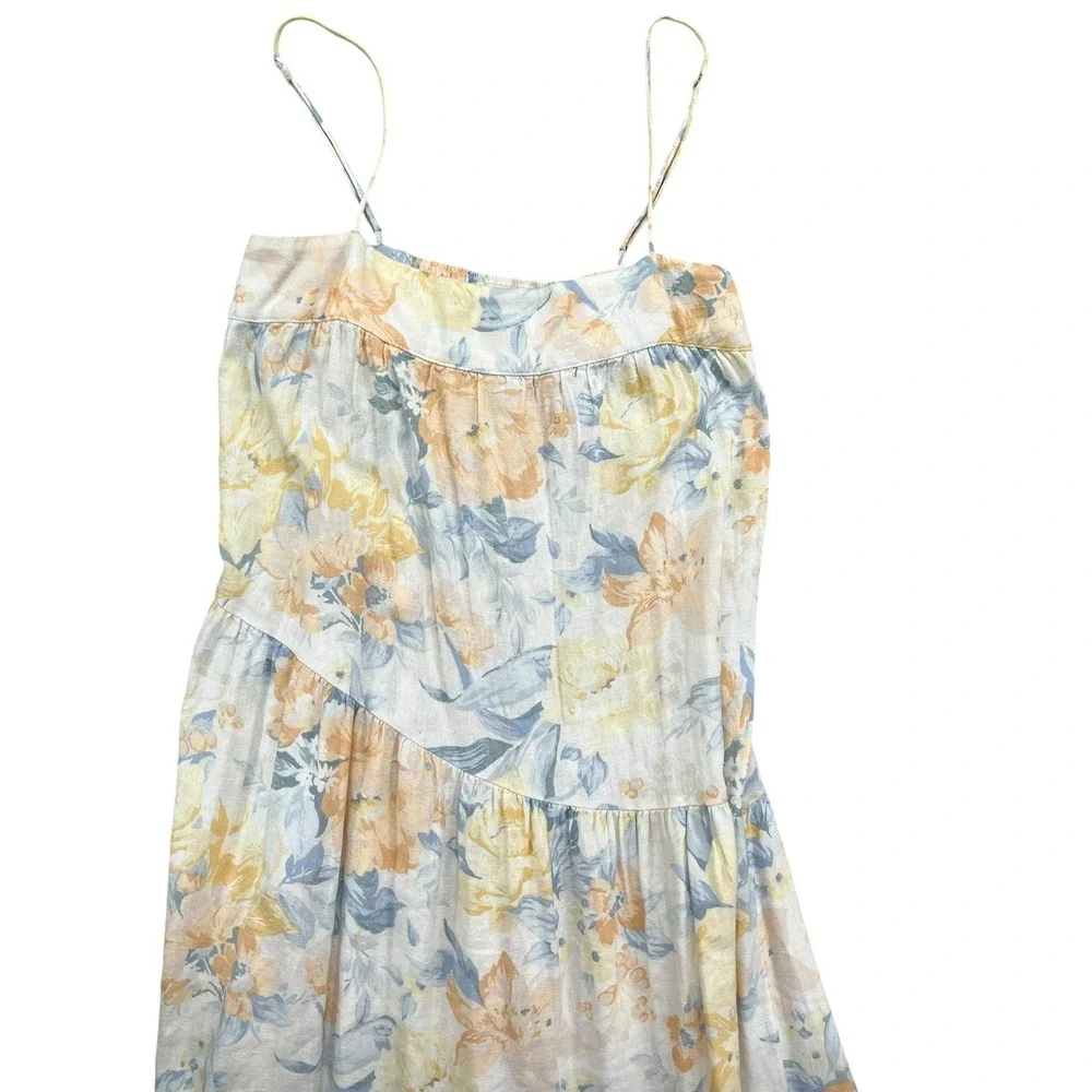 Abercrombie & Fitch Boho Linen Blend Asymmetrical Floral Maxi Dress Size‎ XS